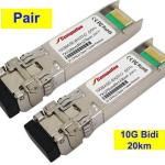 Pair - 20km 10G BiDi SFP+ Transceiver for Cisco, Netgear, Planet, QLogic