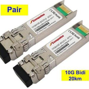 Pair - 20km 10G BiDi SFP+ Transceiver for Cisco, A10 Networks, Alcatel-Lucent